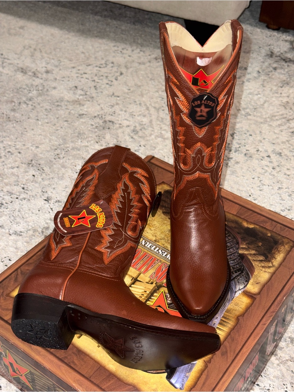 Los Altos Boots Western Cowboy Boots Brown Leather